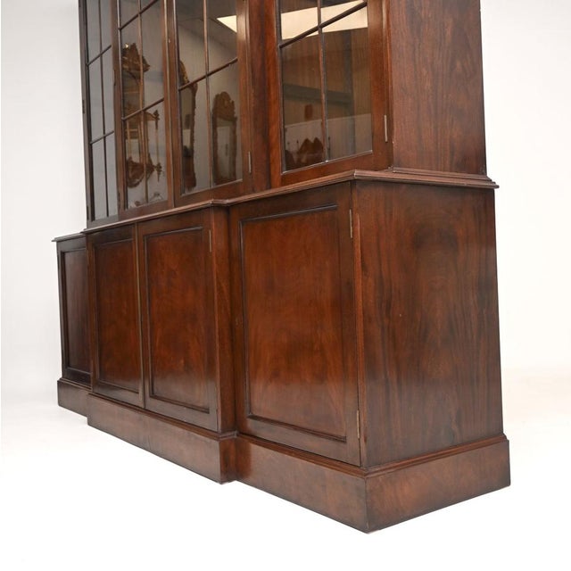 Brown Vintage Georgian Breakfront Bookcase, 1930s For Sale - Image 8 of 14