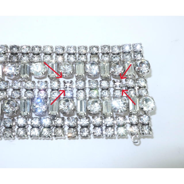 Eisenberg Chunky Crystal Rhinestone Link Bracelet, 1950's For Sale - Image 4 of 11
