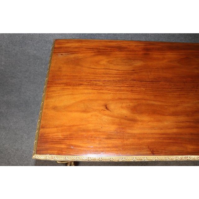 Bronze Antique French Empire Style Bronze Mounted Figural Partners Desk For Sale - Image 8 of 10