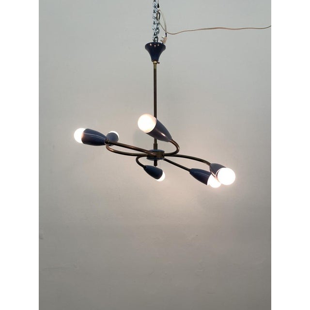 Dimensions: 50 cm H , 40 cm Diameter Material: Brass ( can be polished to shiny gold) Color: gold, blue. Up to 250V...