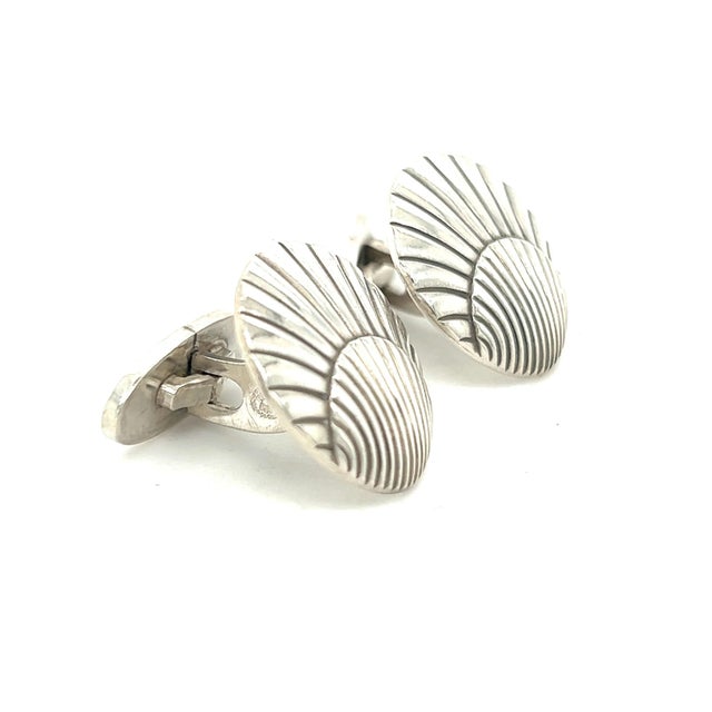 Georg Jensen Authentic Estate Seashell Cufflinks Silver, 2 pieces For Sale In New York - Image 6 of 7