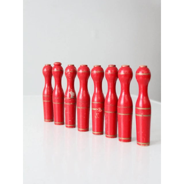 Antique Table Top Red Skittles Set of 8 For Sale - Image 9 of 13