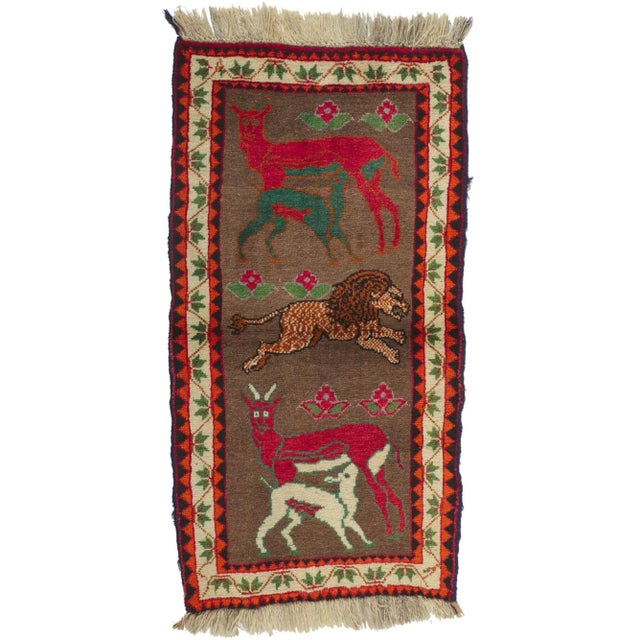 Late 20th Century Vintage Persian Qashqai Gabbeh Pictorial Rug, 02'03 X 04'03 For Sale - Image 9 of 9