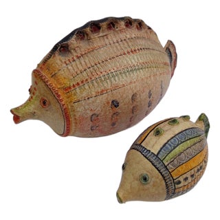 Vintage Fish Sculptures in Ceramic, 1970s, Set of 2 For Sale