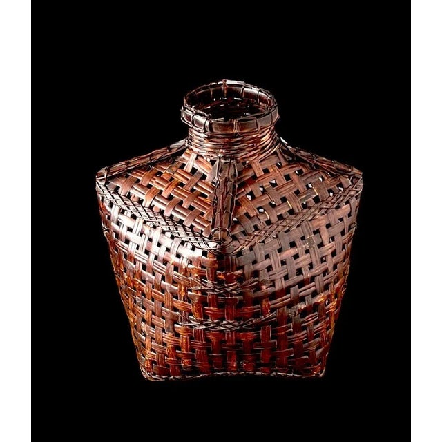 Vintage Large Chinese Fishing Trap Basket Vase Primitive Hand Woven Bamboo Wicker Basket Vase. Very decorative piece. It’s...