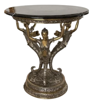 Signed French Bronze Sculptural Side Table by Jules Moigniez