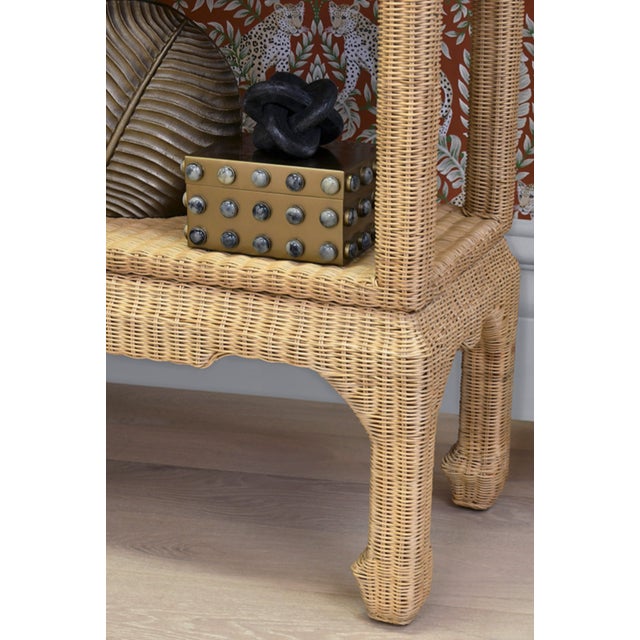 Tan Matthew Izzo Home Cavalier Ming Style Five Shelf Etagere in Woven Rattan For Sale - Image 8 of 10