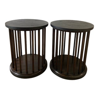 Pair of Vintage Black Wood Side Tables or Nightstands For Sale