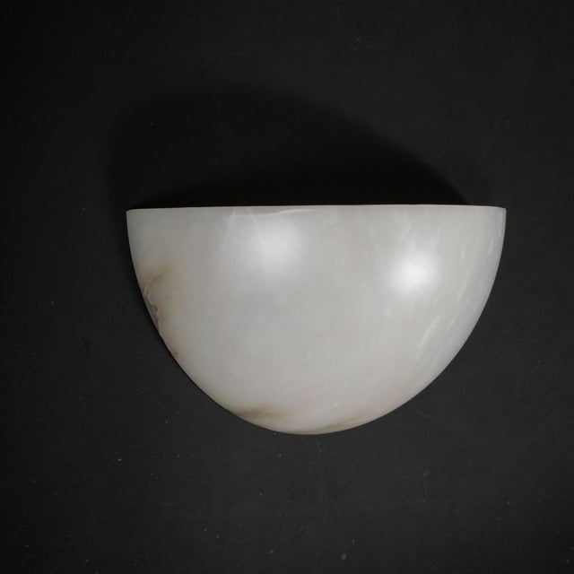 1990s Single Art Deco Inspired Spanish Alabaster Sconce For Sale - Image 5 of 11