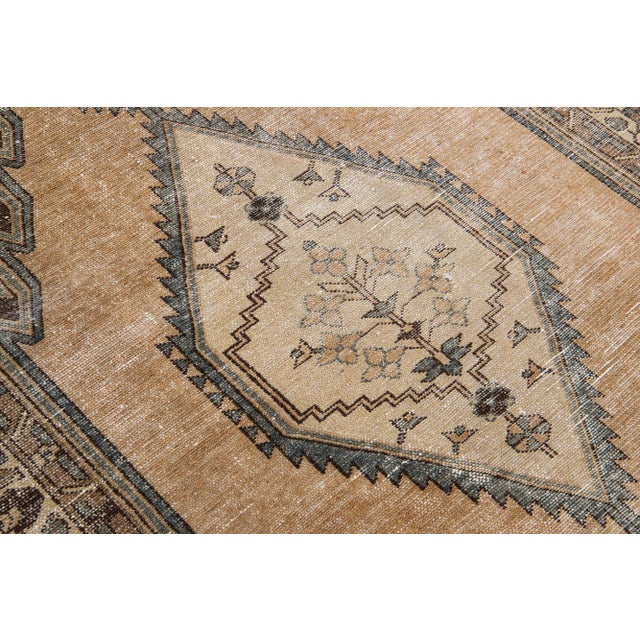 1960s Vintage Persian Distressed Handmade Tribal Tan Wool Rug For Sale - Image 4 of 7