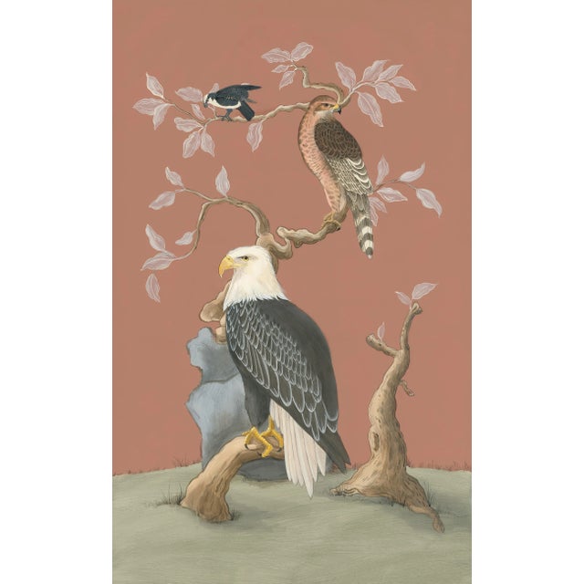 "Eagle Opportunity" Eagle Hawk Falcon Chinoiserie Painting by Allison Cosmos For Sale