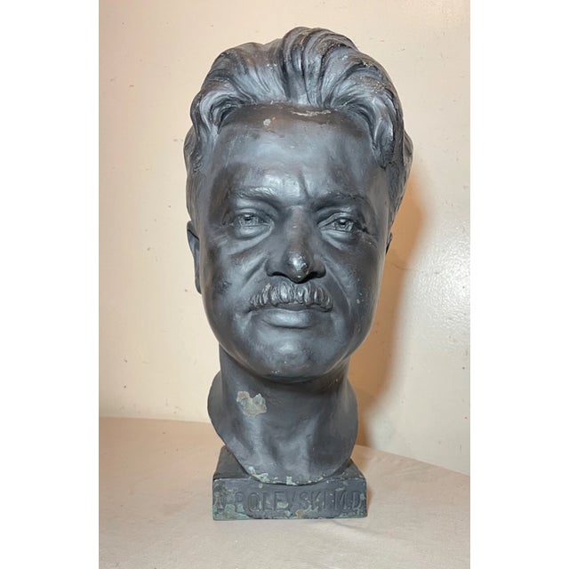 Large 1925 Antique Nj Medical Doctor Jacob Polevski Bronze Statue Bust Sculpture For Sale - Image 4 of 16