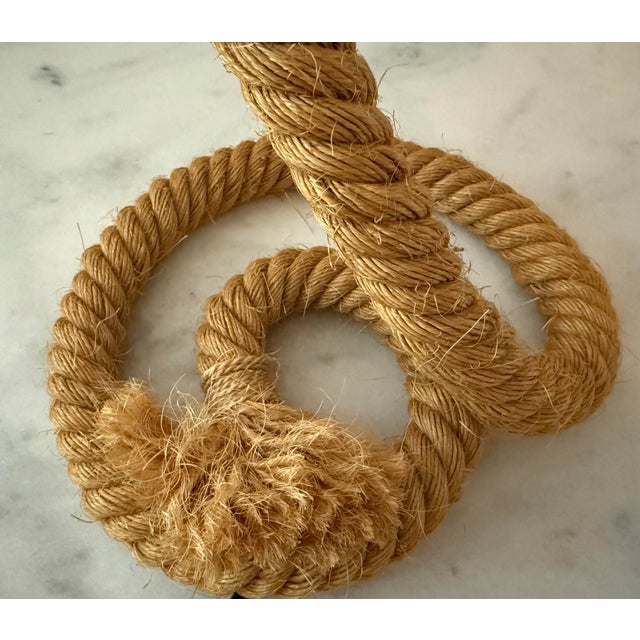 Tan Vintage Rope Table Lamp in the Style of Audoux Minet For Sale - Image 8 of 11