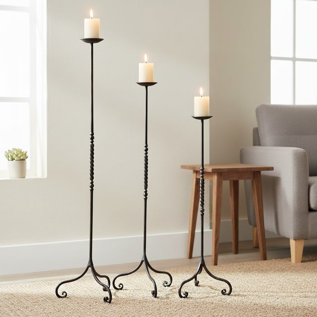 The Barley Twist Scroll Trio: Floor Candelabra Set ️ Combine two of the most beloved elements of traditional ironwork in...