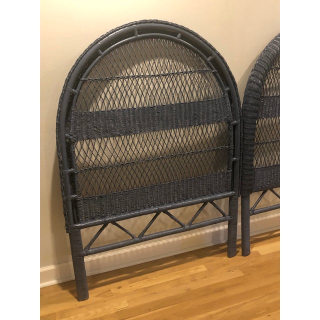 Vintage French Blue Wicker Twin Headboards a Pair Chairish