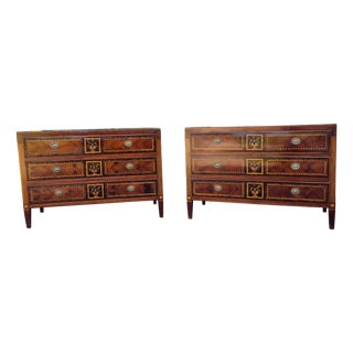 Antique Neapolitan Directoire Chests of Drawers in Walnut, 1760, Set of 2 For Sale