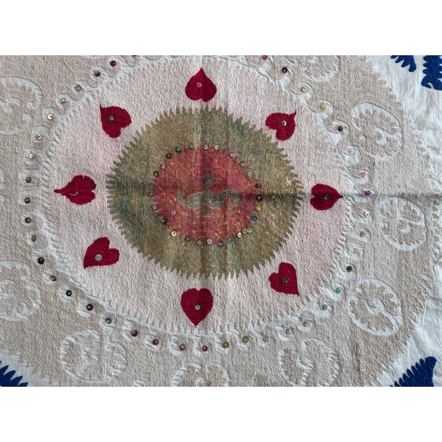 Vintage Embroidery Suzani from Uzbekistan, circa late 1960s. Dimension; 46'' x 48'' inches / 118 x 123 cm / 3'10'' x 4'...
