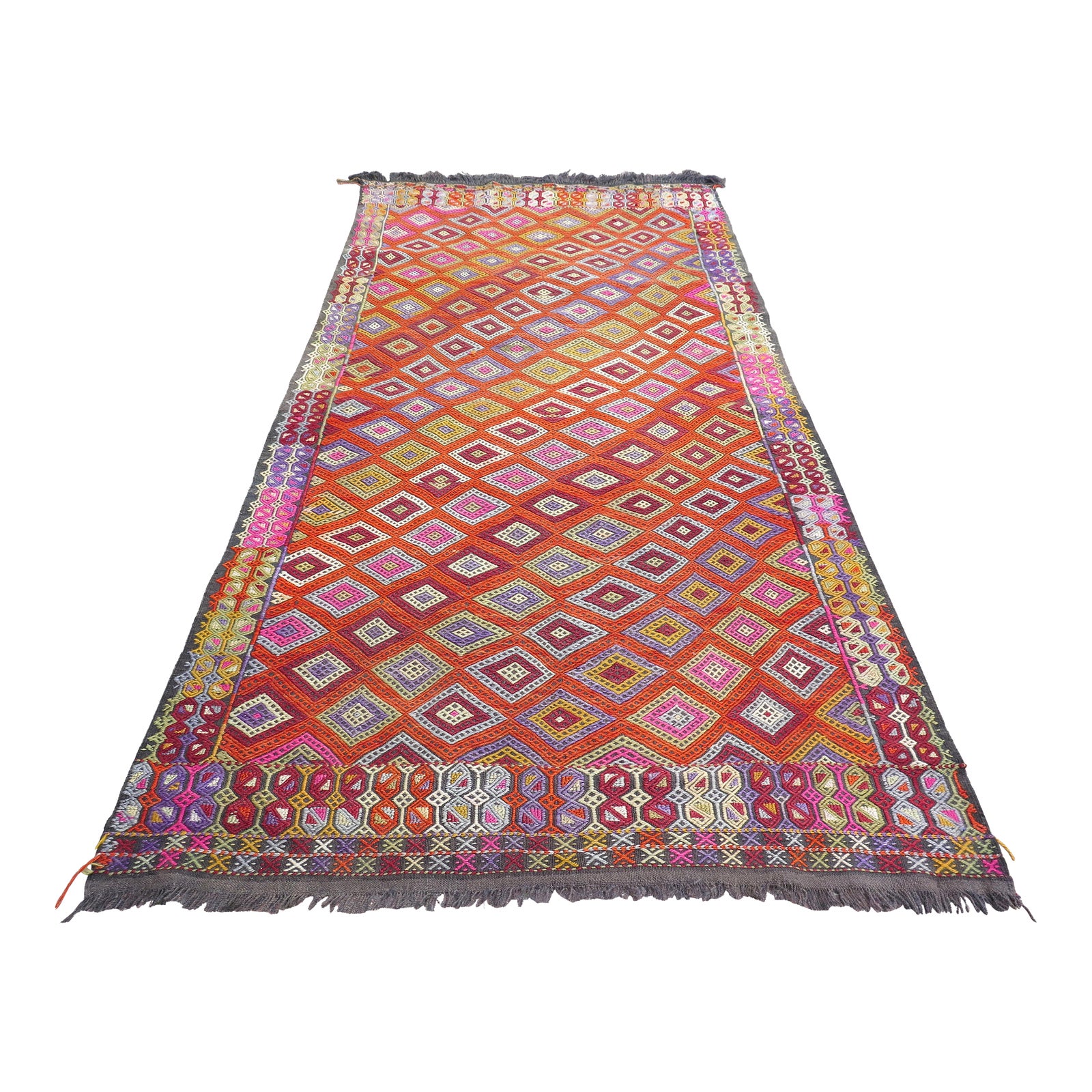 Mid 20th Century Mid 20th Century Persimmon Color Turkish Handmade ...