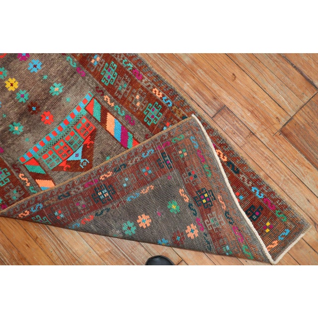 Funky Turkish 20th Century Cotton Wool Mat Size Rug For Sale - Image 4 of 6