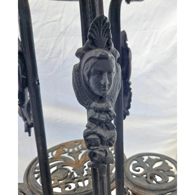 Metal Antique Victorian-Style Cast Iron Tiered Garden Plant Stand For Sale - Image 7 of 11