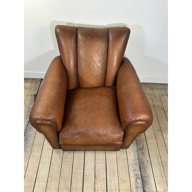 Animal Skin Vintage Leather Club Chair, 1950s For Sale - Image 7 of 13