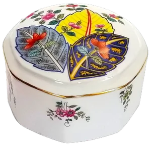 1977 Seymour Mann Chinese Porcelain Tobacco Leaf Trinket Box, Signed and Labelled