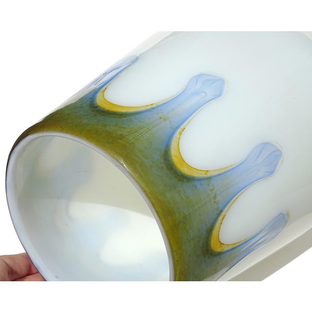 Mid 20th Century Barovier Toso Murano Vintage XLRG Opal White Chalcedony Italian Art Glass Pendant Lampshade For Sale - Image 5 of 10