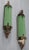 Art Deco Pair Vintage 1940s Skyscraper Art Deco Wall Sconces Fixture Brass & Opaline Green Glass Rod Ship Light For Sale - Image 3 of 6