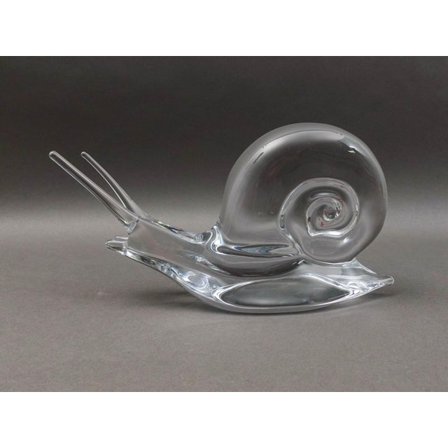 Daum Crystal France Signed Snail Escargot Large Glass Figurine Sculpture. Measures approximately 13 1/8" long, 4" wide, 7"...