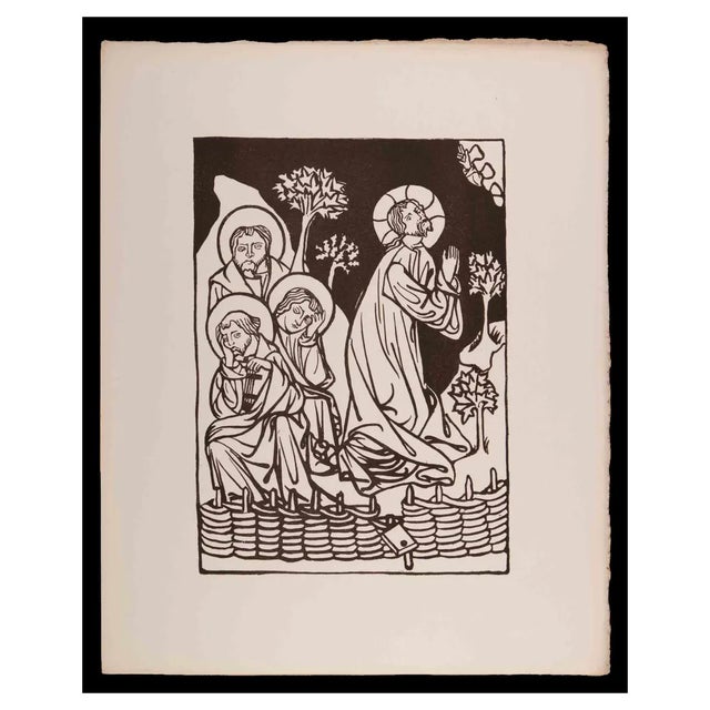 François Bouchot, Jesus and the Disciples, Original Woodcut Print, 1922 For Sale