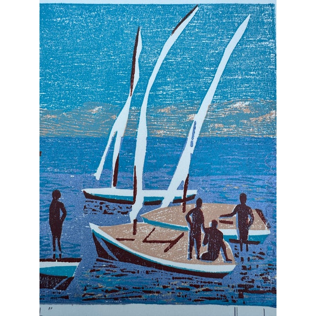 1980 Hannah Brandt “Natal” Signed Limited Edition Brazilian Color Woodcut Print 41/60 For Sale - Image 9 of 10