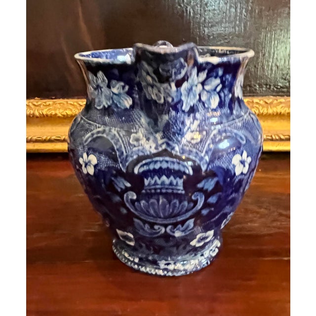 Staffordshire Circa 1830 Staffordshire Dark Blue Transfer Decorated Pitcher by Joseph Stubbs or Longport, Burslem in the Shell Pattern For Sale - Image 4 of 12