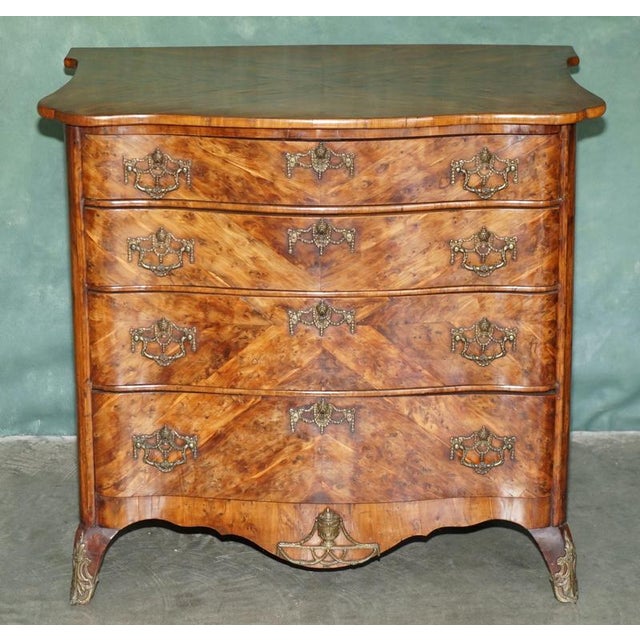 Antique George III Ormolu Mounted Burr Yew Serpentine Commode, 1775 For Sale - Image 10 of 18