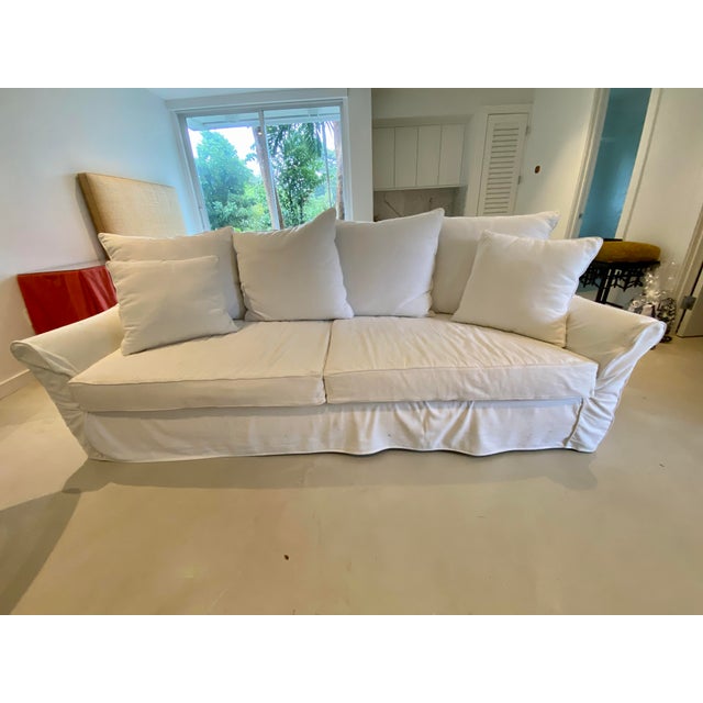 Verellen Camille White Linen Slipcovered Sofa 98" Chairish