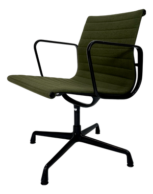 Early Edition EA 208 Swivel Side or Dining Chair with Black Aluminum Frame by Charles & Ray Eames for Herman Miller / Vitra, 1960s