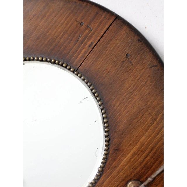 Wood Antique Hall Mirror With Hooks For Sale - Image 7 of 11