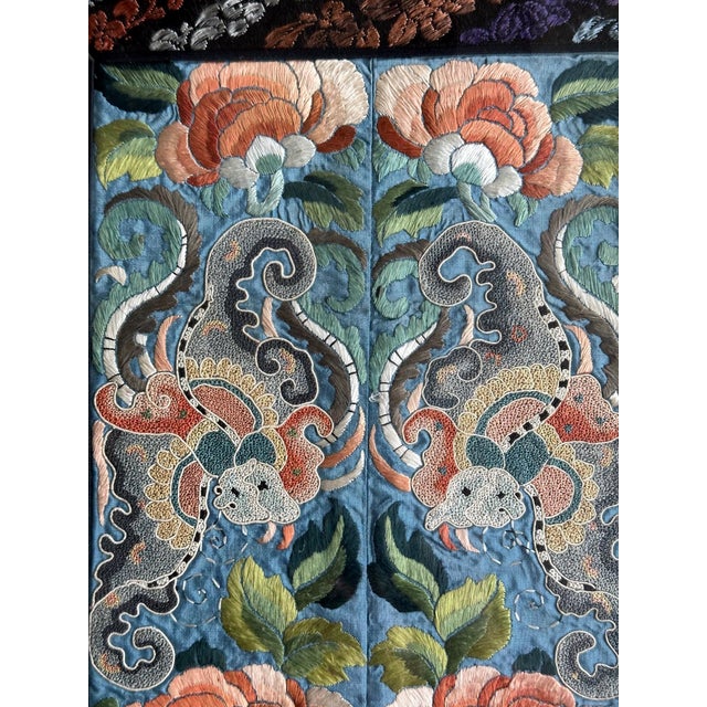 Pair of Framed Fine Chinese Antique Embroidery Panels with Forbidden Knots For Sale - Image 10 of 18