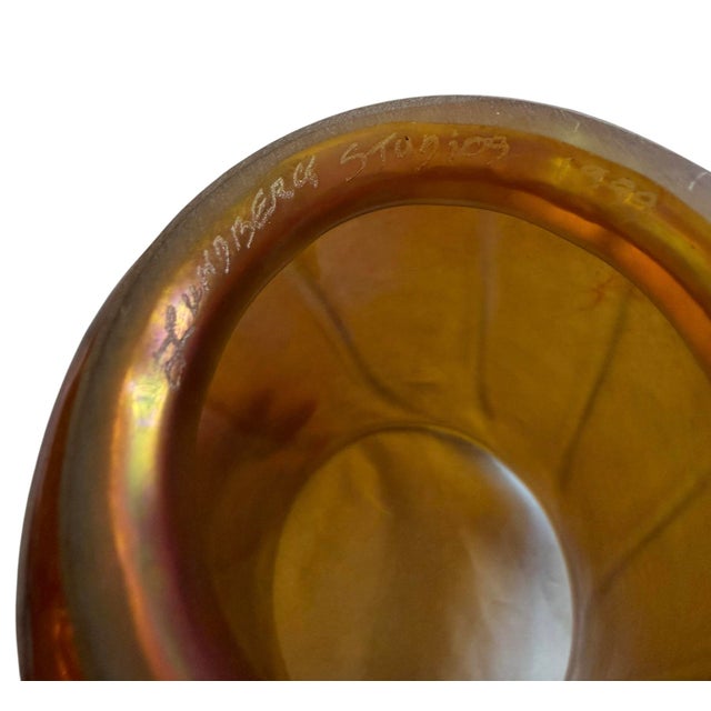 Gold 1990s Signed Lundberg Studios Art Glass Wall Scones - a Pair For Sale - Image 8 of 9