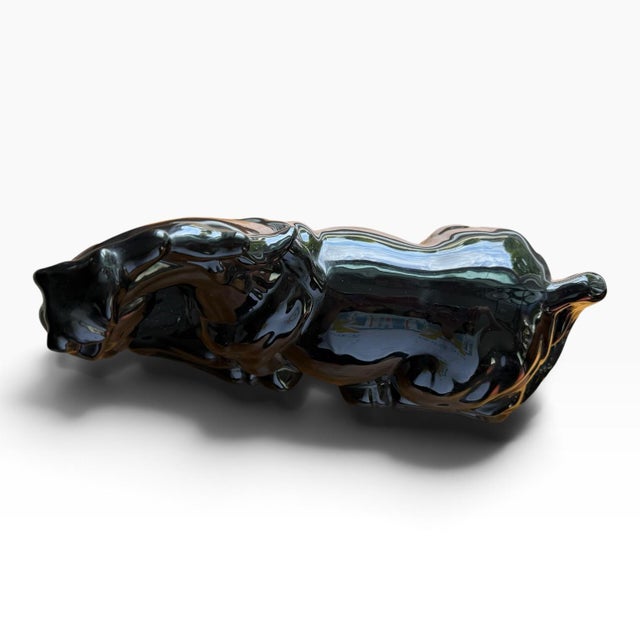 Vintage Glossy Black Horse Sculpture, Stylized Equestrian Figure For Sale - Image 4 of 6