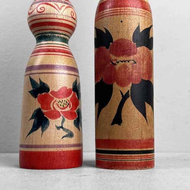Vintage Kokeshi Figurines by Abo Masafumi, 1970s, Set of 2 For Sale - Image 6 of 9
