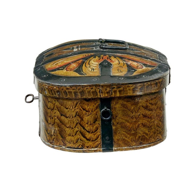 Traditional 19th century hand painted Scandinavian box circa 1860. Rustic made piece from Sweden that was used to help...