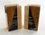Pair of Art Deco bookends; formerly part of a mantelpiece (framing a clock), rectangular blocks, polychrome graphic...