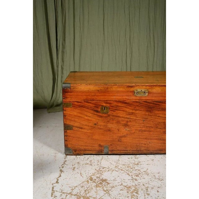 Large Double Lock Camphor Wood Campaign Chest, 1850s For Sale - Image 5 of 12