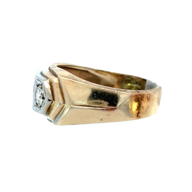 Metal 14k Yellow & White Gold Three-Stone Diamond Ring, Size 6.5 For Sale - Image 7 of 10