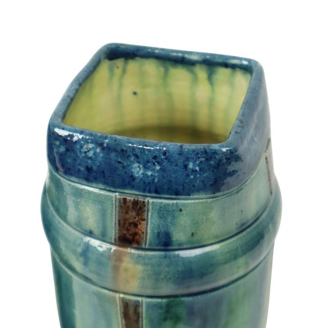 Antique Art Nouveau Flemish Blue Earthenware Vases, 1890s, Set of 2 For Sale - Image 9 of 18