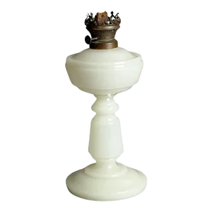 Antique Opaline Clamshell Glass Kerosene Lamp Circa 1870