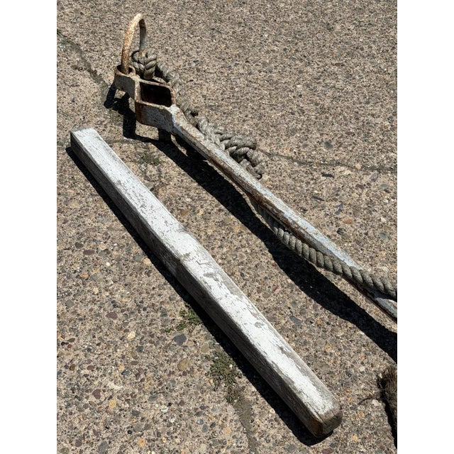 Antique English Victorian Maritime Cast Iron Large Boat Ship's Anchor and Rope For Sale - Image 18 of 18
