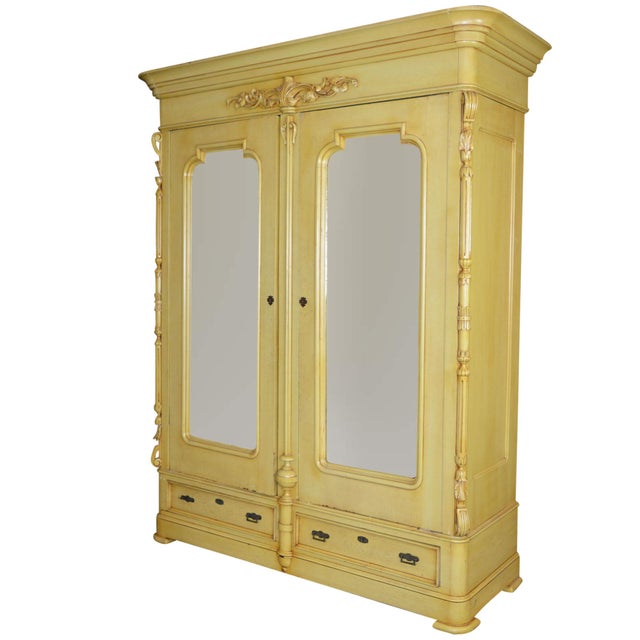 Antique French Country Yellow Armoire Chairish