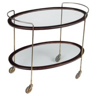 Vintage Woode & Glass Trolley, 1950s For Sale