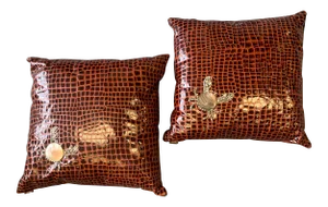 Ankasa Faux Crocodile Embellished Pillows - a Pair